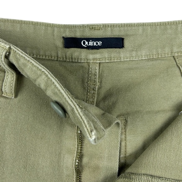 Quince Stretch Cotton Wide Leg Crop Chino Pants Size 10 Olive Green High Rise - Picture 2 of 12
